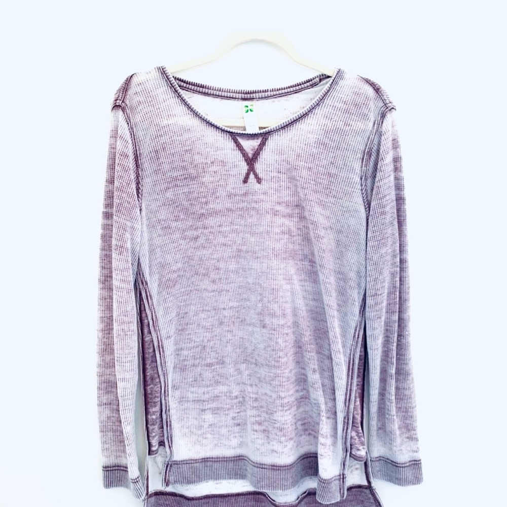 Green Tea soft mauve waffle texture pullover